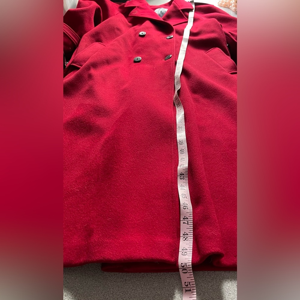 DIANA CHARLES Elegant Red Wool Cashmere Blend Coat Size 11/12 - Picture 10 of 16